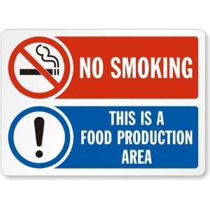  No Smoking: This Is A Food Production Area Plastic Sign 