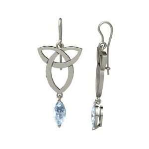  Caitlin Earrings, Marquise Aquamarine Sterling Silver 