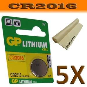  5 Pack GP Lithium Cell Battery CR2016 Watch / PDA / Car 
