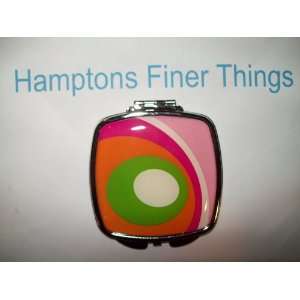  GLAM Designer Mirror Compact, Retro Pink Circles Pattern 
