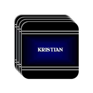 Personal Name Gift   KRISTIAN Set of 4 Mini Mousepad Coasters (black 