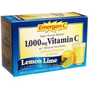  Emergen C Vitamin C Fizzy Drink Mix, 1000 mg, Lemon Lime 