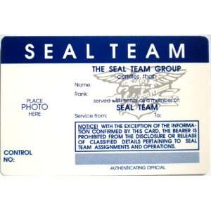  Seal Team Halloween Novelty Identification Card Fake ID 
