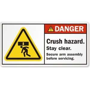 Crush hazard. Stay clear. Secure arm assembly before servicing. Vinyl 