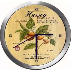  HUSSEY 14 Inch Coffee Metal Clock Quartz Movement: Kitchen 