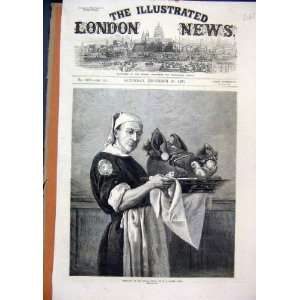  1871 Waiter Bringing Boars Head Silver Plate Old Print 