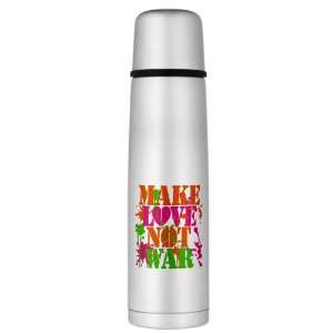   Thermos Bottle Make Love Not War Peace Symbol Sign 