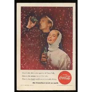   1956 Coke Coca Cola Bottle Bubbles Guy Girl Print Ad