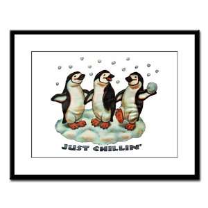   Framed Print Christmas Penguins Just Chillin in Snow: Everything Else