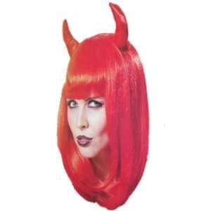   Womens Horned Devil Wig Long Red Hair with Blunt Bangs Toys & Games