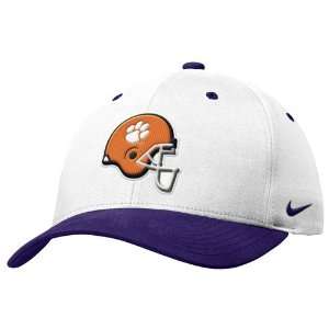  Nike Clemson Tigers White Alternate Swoosh Flex Fit Hat 