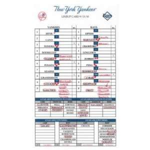Yankees at Rays 9 13 2010 Game Used Lineup Card (LH896122)   Other 