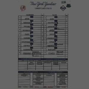 Yankees at Rays 7 31 2010 Game Used Lineup Card (LH896749)   Other 
