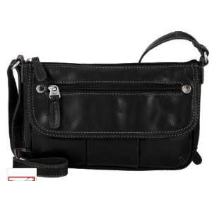  Fossil Crosstown Black Leather E/W Saddle Bag: Everything 