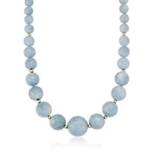   Graduated Aquamarine Bead Necklace In 14kt Yellow Gold Jewelry