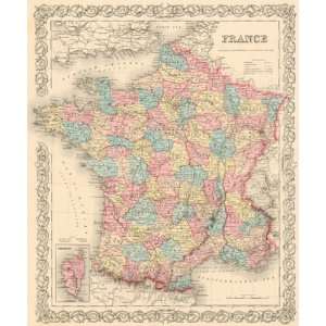  Colton 1855 Antique Map of France   $249: Office Products