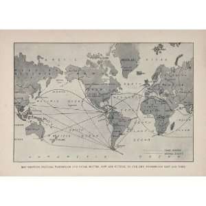 1899 Map Canal Routes Waterways U. S. Territories   Original Print