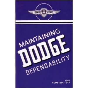  1940 DODGE Car Full Line Owners Manual User Guide 