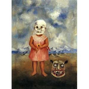   Oil Paintings: Girl with Death Mask Oil Painting Canvas Art: Home