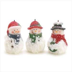  Sparkly Snowman Candle Triplets