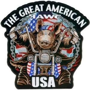  THE GREAT AMERICAN HAWG Funny Pig Hog BIKER BACK Patch 