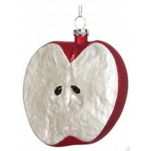 Frosted Sugar Glass Apple Fruit Half Christmas Ornament:  