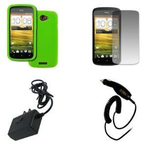 EMPIRE HTC One S Silicone Skin Case Cover (Neon Green) + Screen 