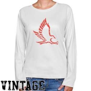 NCAA Hartford Hawks Ladies White Distressed Logo Vintage Long Sleeve 