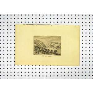   Hot Wells C1836 River Mountains Boat Country Scene: Home & Kitchen