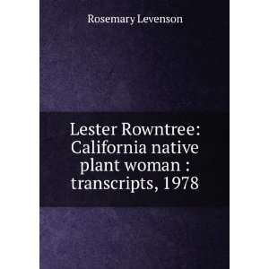   plant woman  transcripts, 1978 Rosemary Levenson  Books