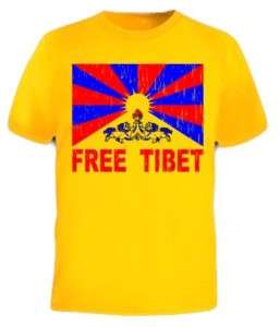 FREE TIBET Buddah Dalai Lama karma Peace Flag T Shirt  