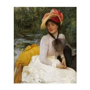  Arthur Hacker   Girl In A Punt Giclee Canvas: Home 