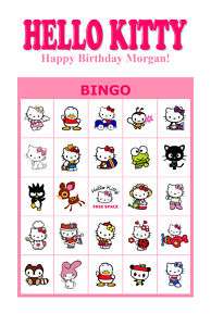 Hello Kitty Birthday Party Game & Activity Bingo Cards  