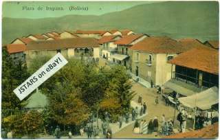 1920 IRUPANA, BOLIVIA, PLAZA VIEW POSTCARD  