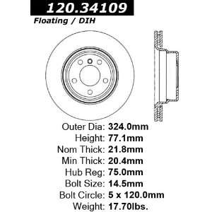  Centric Parts 120.34109 Premium Disc Brake Rotor 