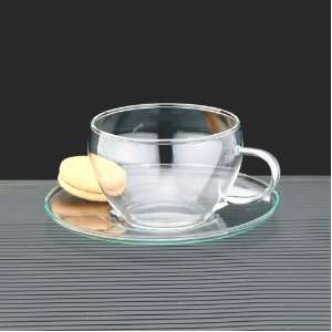 Glass Tea Cup & Saucer (Set of 6):  Kitchen & Dining