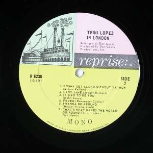 TRINI LOPEZ Trini Lopez In London LP NM  NM   