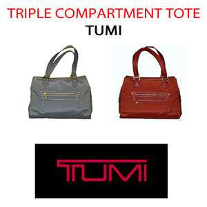 TUMI BAG TOTE TRIPPLE COMPARTMENT HANDBAG PURSE CARRYON BLUE RED NEW 