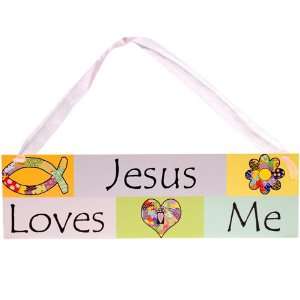   Jesus Loves Me Inspirational Hanging Wooden Sign: Everything Else