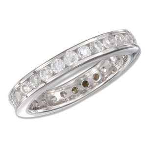   Silver 3mm Cubic Zirconia April Eternity Band (size 07). Jewelry