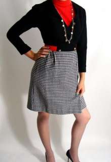 vintage 60s Fall Wool Houndstooth Dress Mad Men mod S M  