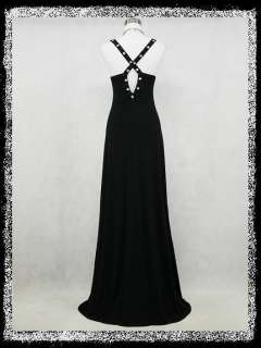 dress190 BLACK GRECIAN CROSSOVER PROM BALL EVENING VTG PARTY DRESS 