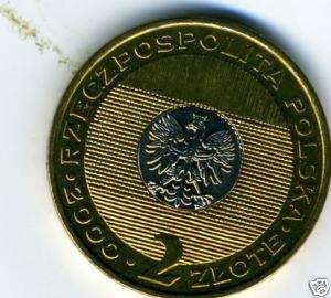 POLAND Y374 2 ZLOTE,2000 1 YEAR TYPE HOLOGRAPHIC DATE  