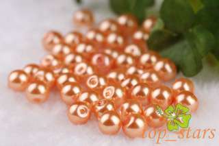 100 pcs Orange Faux pearl glass beads Round Charms 6mm CR69  