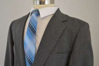 Hardy Amies Mens Gray Pinstripe 2 button Wool Suit (44R) 38x31  