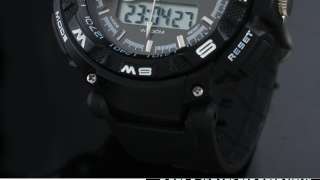 New Mens Alarm Date Display Sport Wrist Analog&Digital Dual Black 