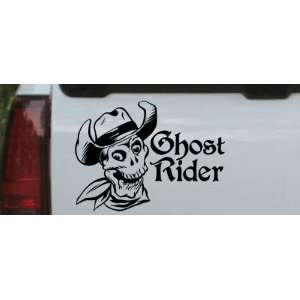 Black 10in X 13.7in    Ghost Rider Cowboy Skull Skulls Car Window Wall 