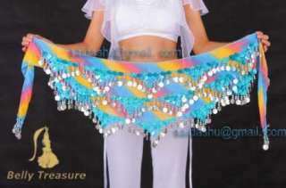 BT】newest belly dance hip scarf grandient belt shinny sequence 