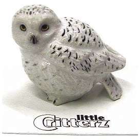Little Critterz Ghost Snowy Owl Miniature Porcelain Figurine Animal 