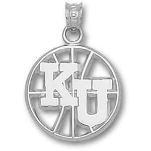   of Kansas Pierced Basketball Pendant (Silver)